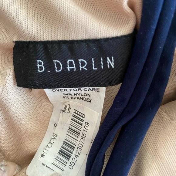 blue lace v neck short dress - Picture 5 of 6